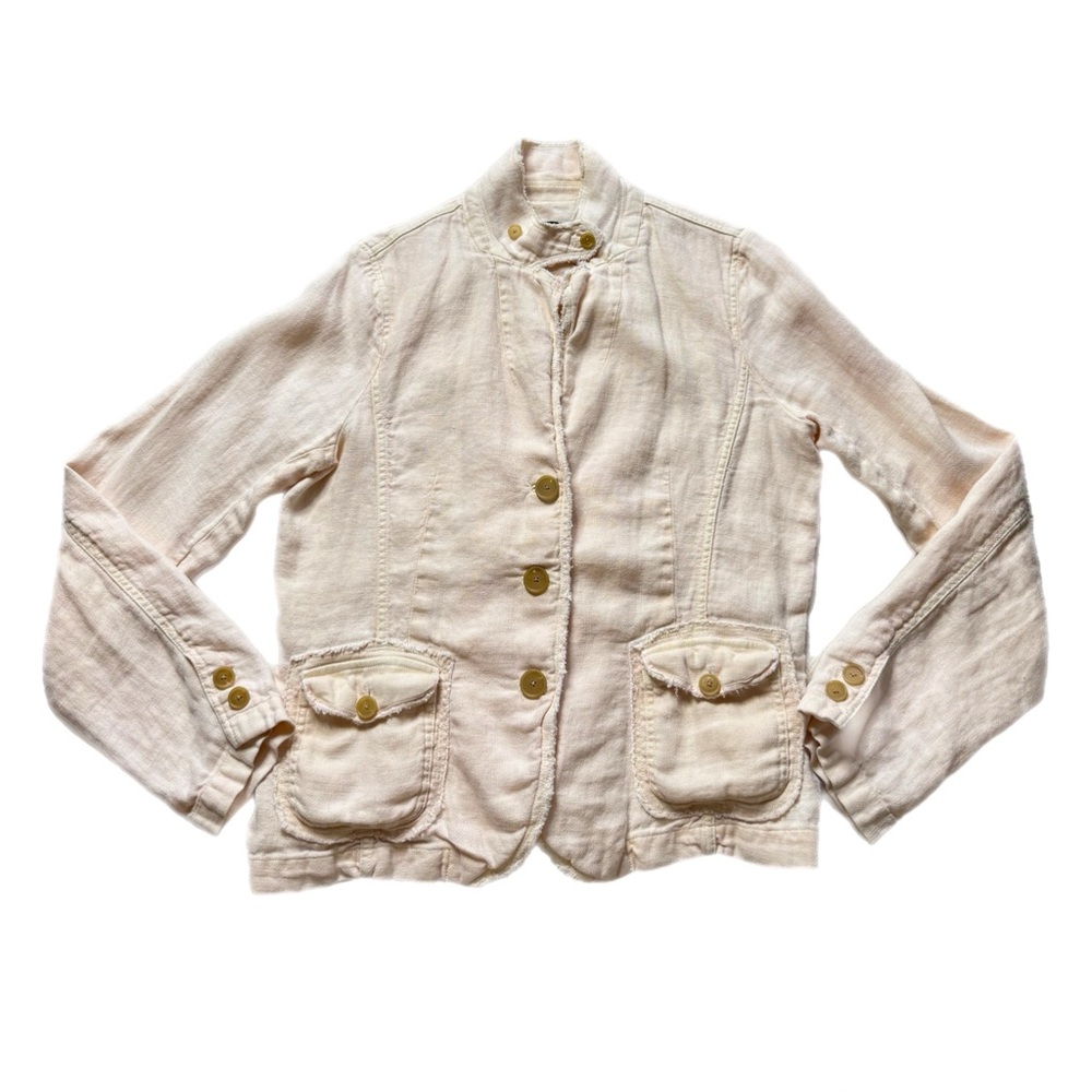 VTG JCREW Linen Pastel Peach Band Jacket XL